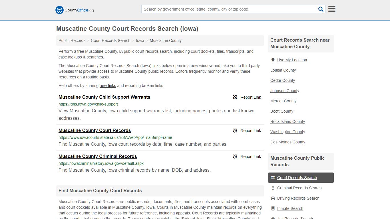 Court Records Search - Muscatine County, IA (Adoptions ...