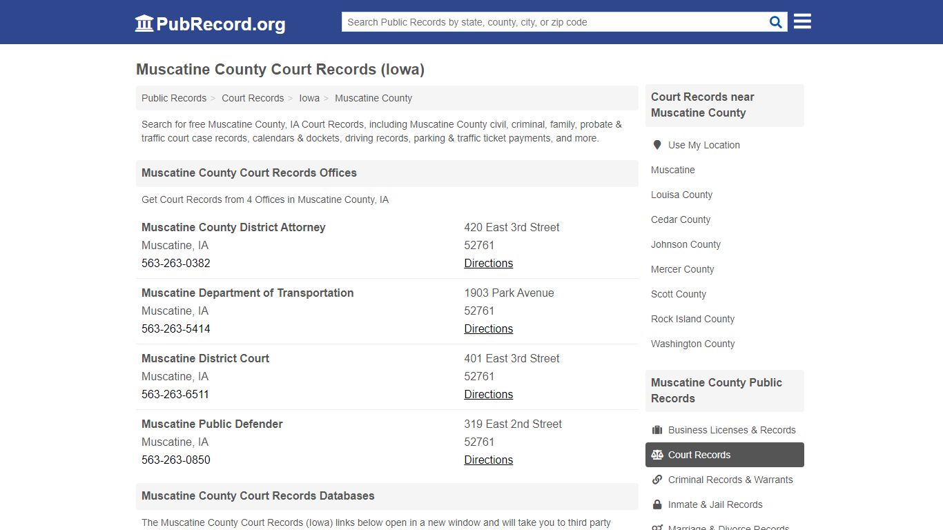 Free Muscatine County Court Records (Iowa Court Records)