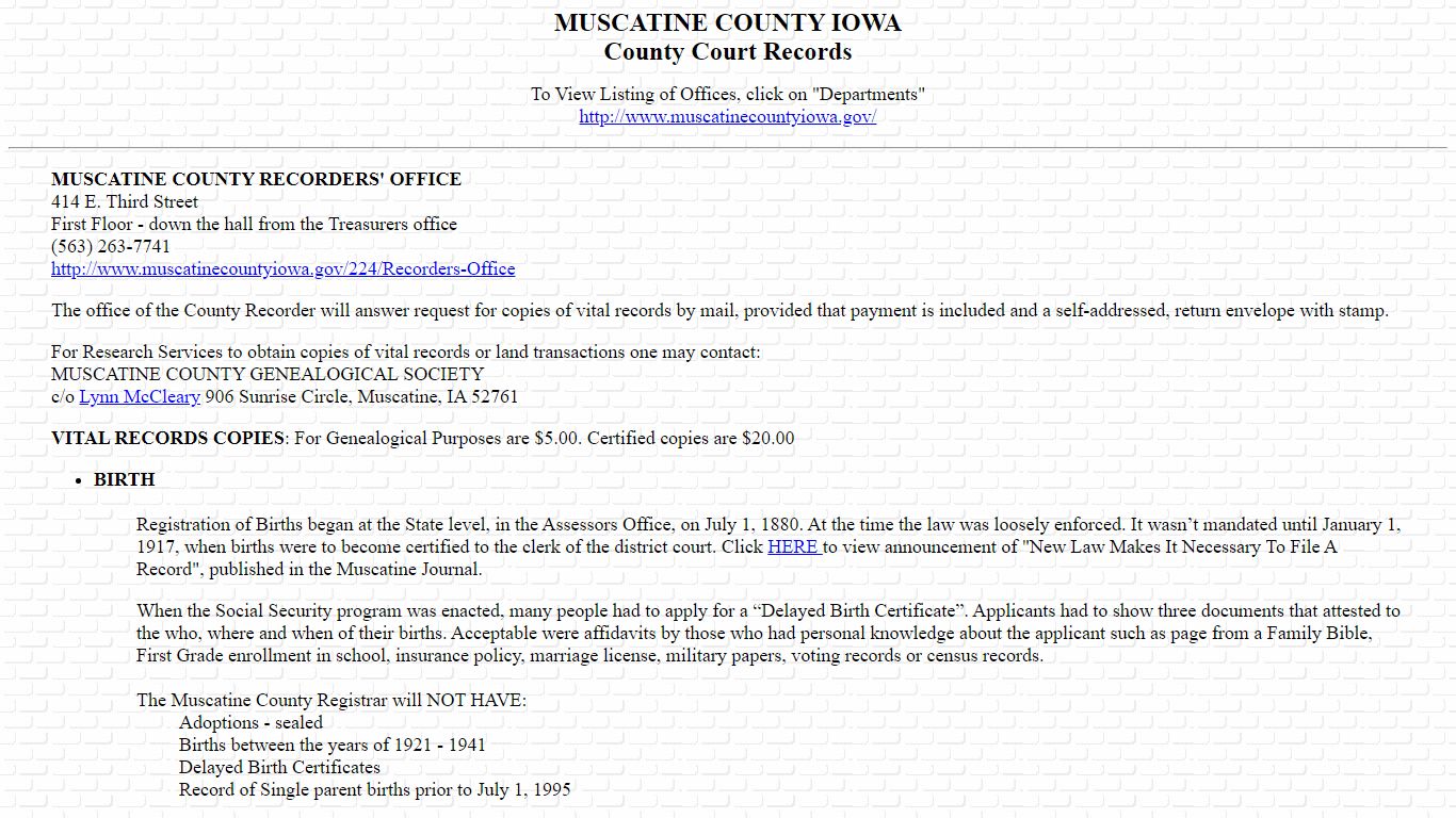 Muscatine County Iowa Court Records - Genealogy